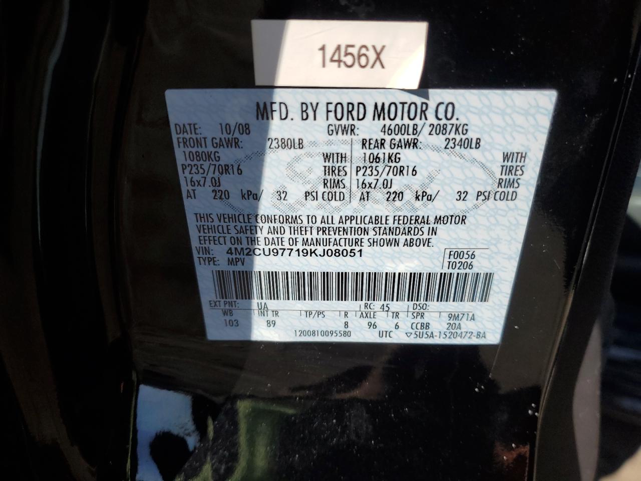 2009 Mercury Mariner Premier VIN: 4M2CU97719KJ08051 Lot: 93027655