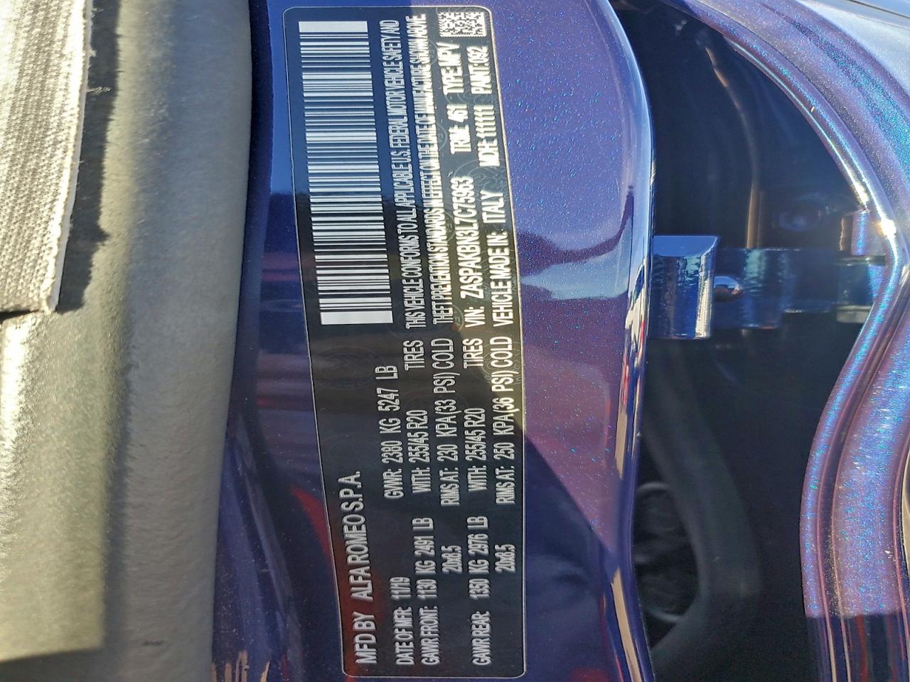 2020 Alfa Romeo Stelvio Ti VIN: ZASPAKBN3L7C75963 Lot: 94360935