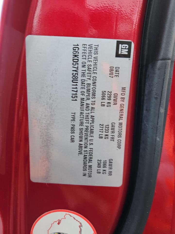 2008 Cadillac Dts VIN: 1G6KD57Y58U117151 Lot: 92892545