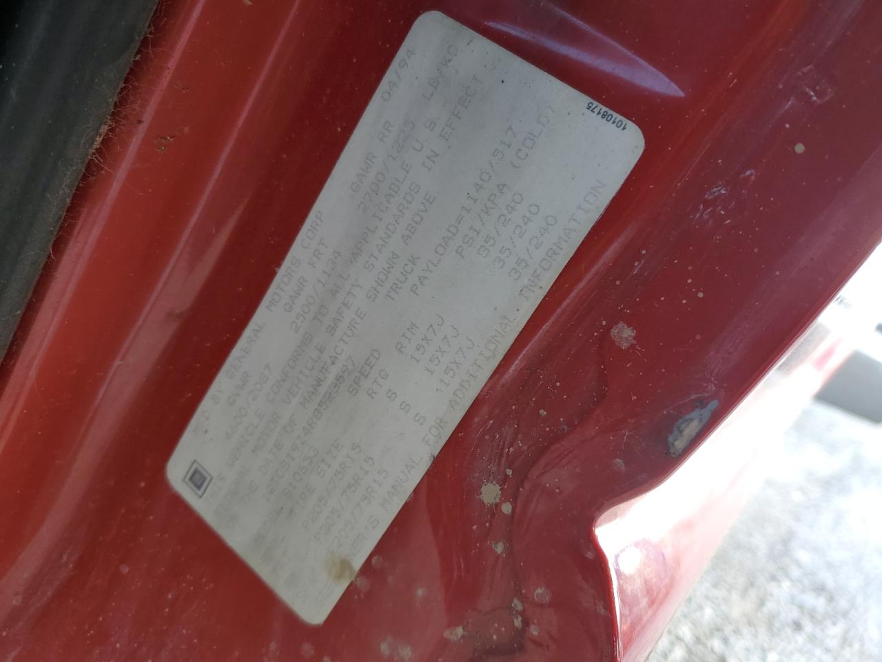 1994 GMC Sonoma VIN: 1GTCS19Z4R8523597 Lot: 91715145