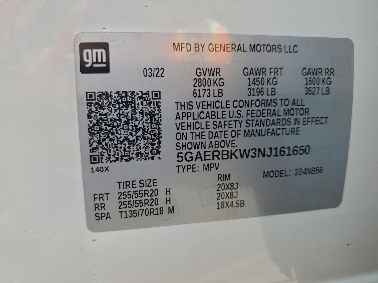 2022 Buick Enclave Essence VIN: 5GAERBKW3NJ161650 Lot: 93737225