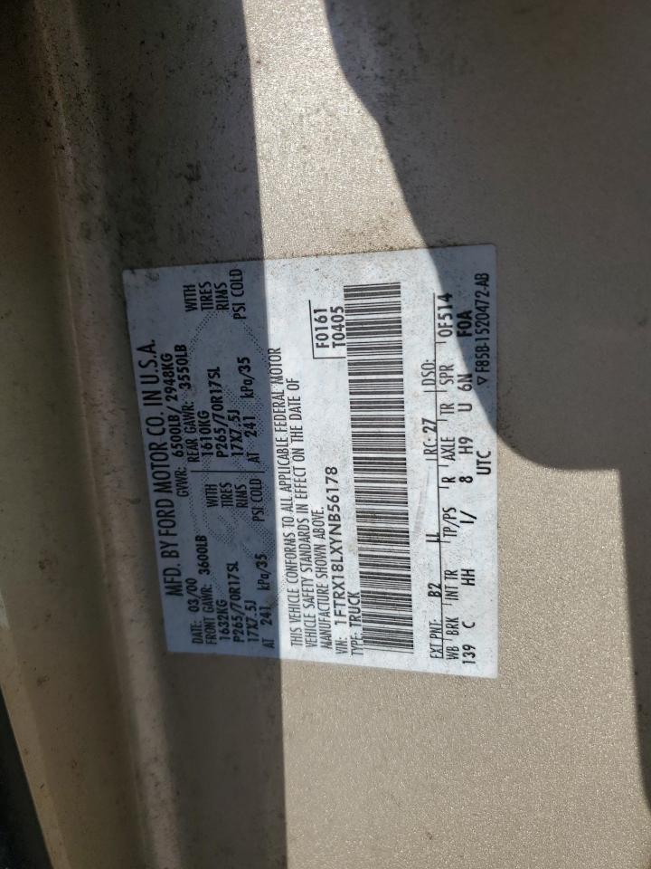 2000 Ford F150 VIN: 1FTRX18LXYNB56178 Lot: 91994695