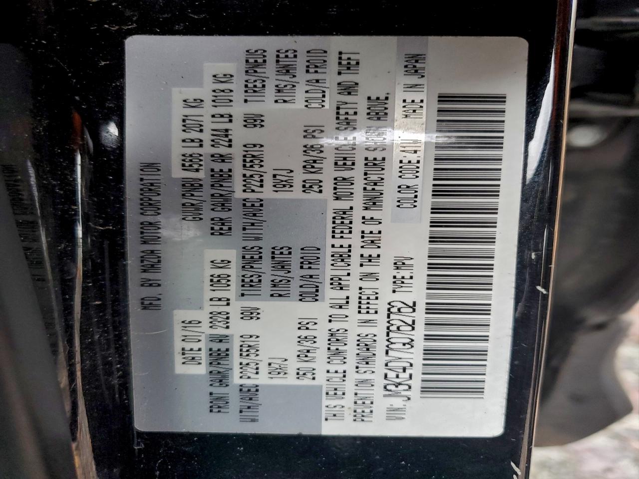 2016 Mazda Cx-5 Gt VIN: JM3KE4DY7G0762762 Lot: 94421815