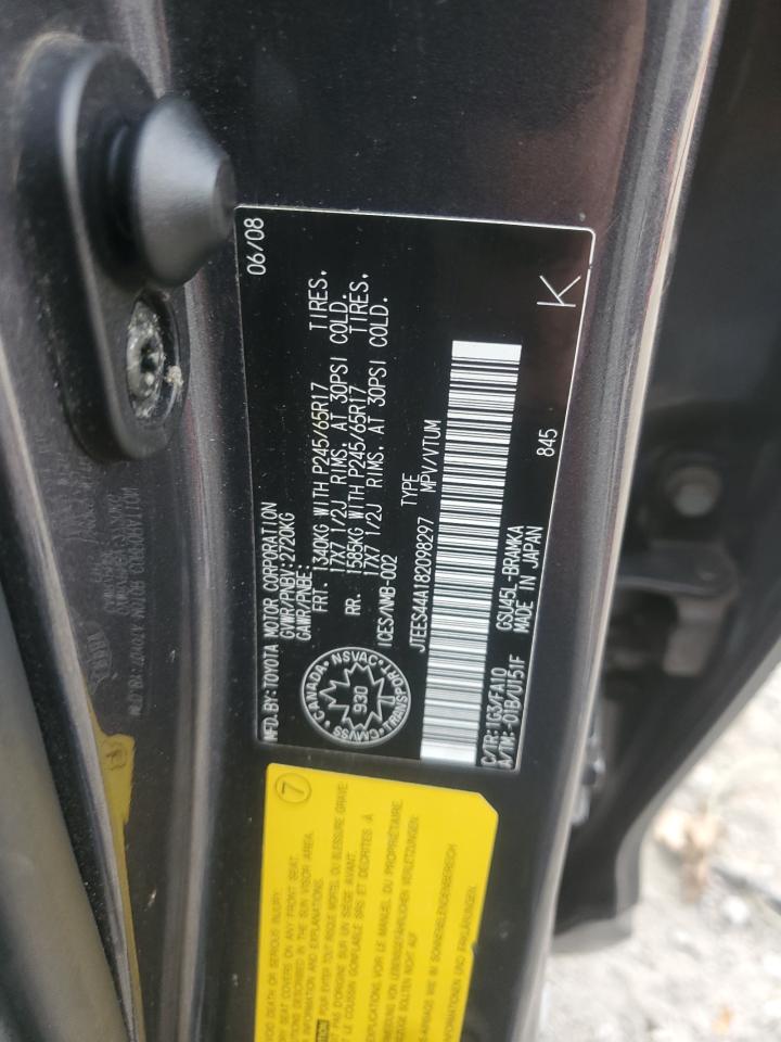 2008 Toyota Highlander Sr5 VIN: JTEES44A182098297 Lot: 91176955