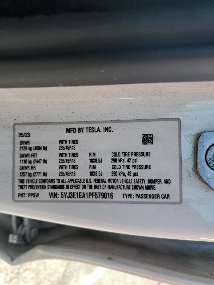 2023 Tesla Model 3 VIN: 5YJ3E1EA1PF579016 Lot: 91040895