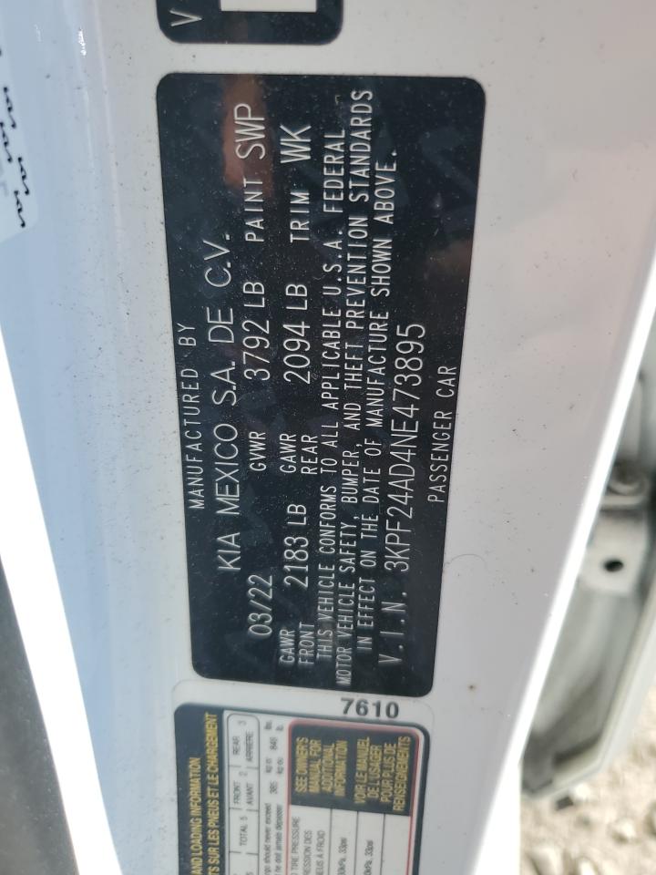 2022 Kia Forte Fe VIN: 3KPF24AD4NE473895 Lot: 90746355