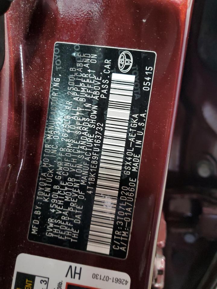 2015 Toyota Avalon Xle VIN: 4T1BK1EB9FU163732 Lot: 91350065