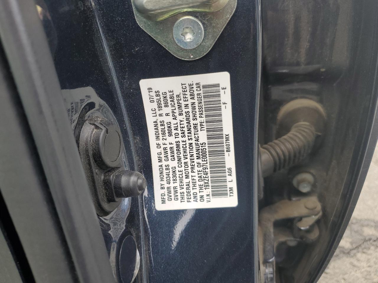 2020 Honda Insight Touring VIN: 19XZE4F97LE000515 Lot: 91090385