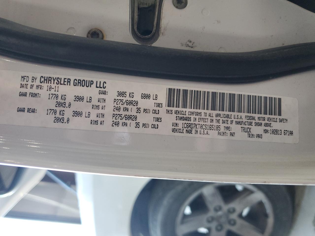 2012 Dodge Ram 1500 St VIN: 1C6RD7KT0CS165185 Lot: 91470655