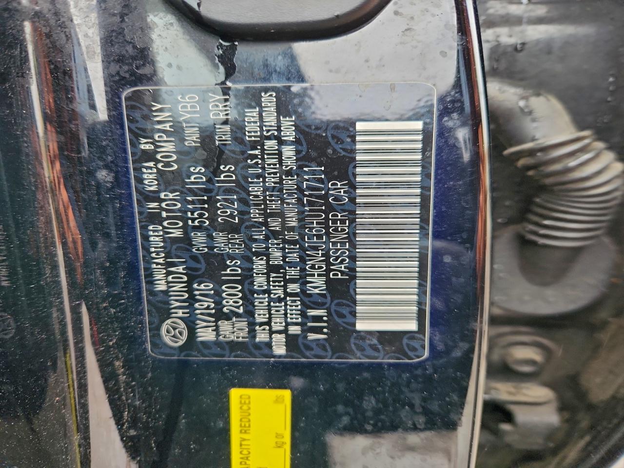 2017 Genesis G80 Base VIN: KMHGN4JE6HU171711 Lot: 93887985