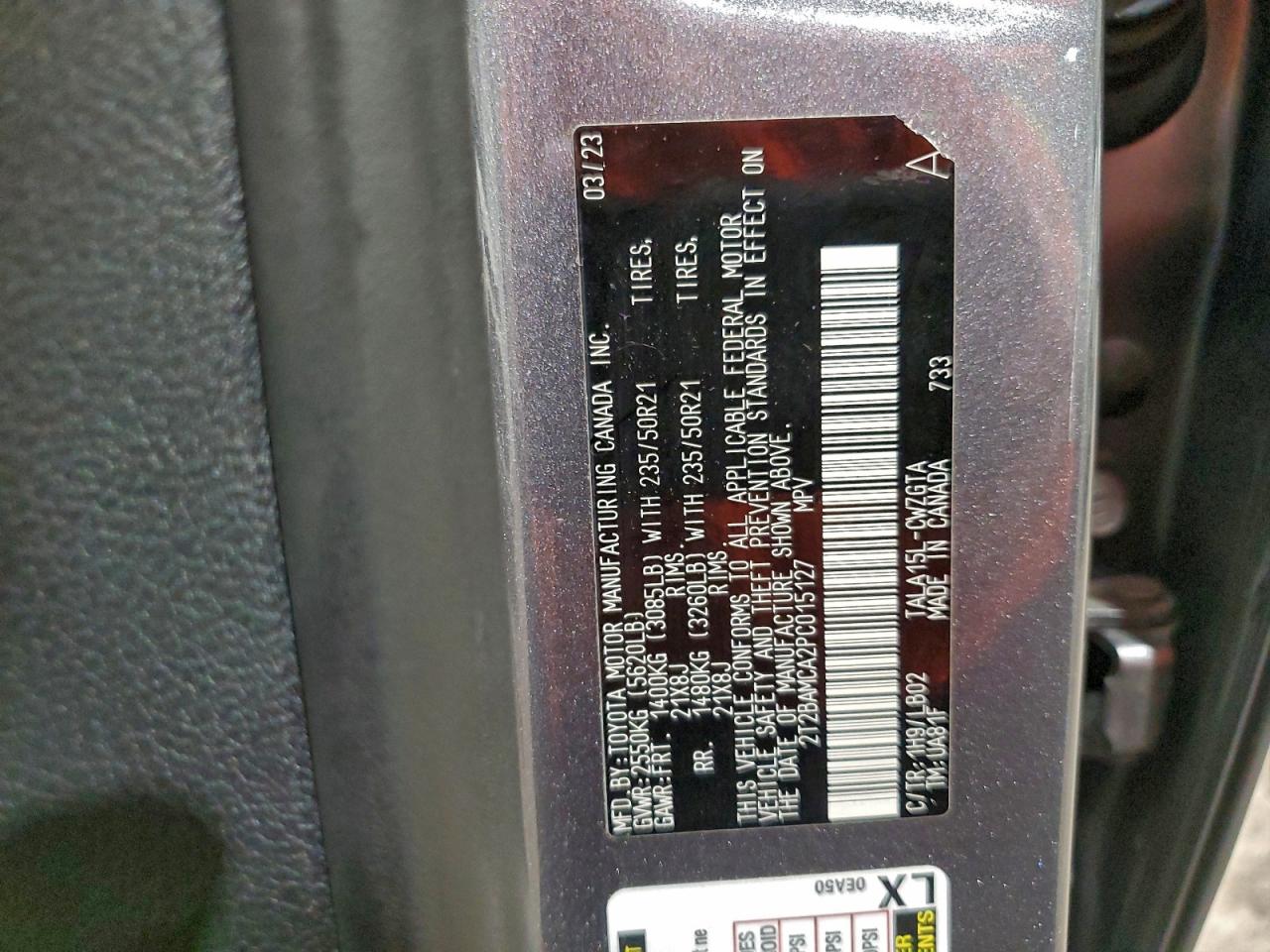 2023 Lexus Rx 350 Base VIN: 2T2BAMCA2PC015127 Lot: 92925095