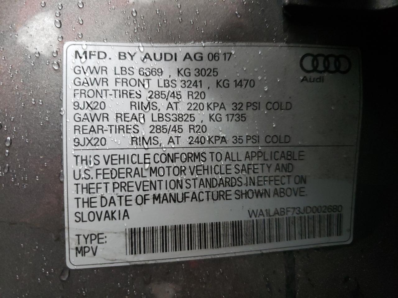 2018 Audi Q7 Premium Plus VIN: WA1LABF73JD002680 Lot: 91271045