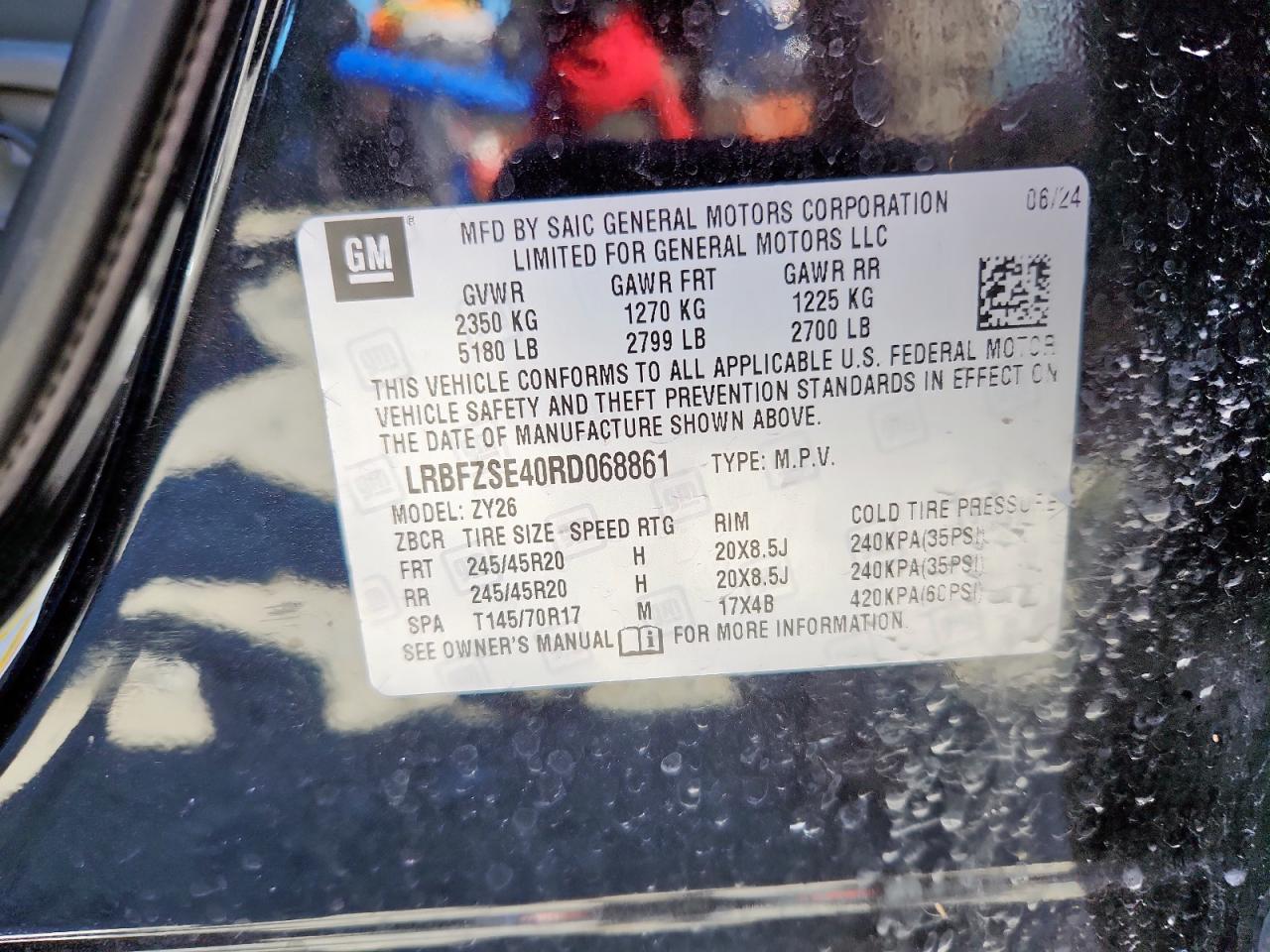 2024 Buick Envision Avenir VIN: LRBFZSE40RD068861 Lot: 92525665