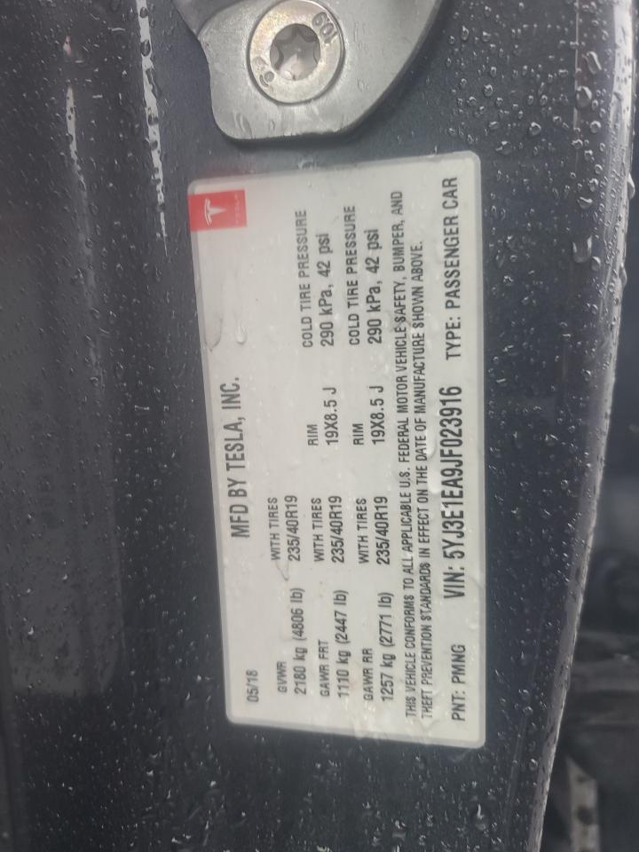 2018 Tesla Model 3 VIN: 5YJ3E1EA9JF023916 Lot: 91260665