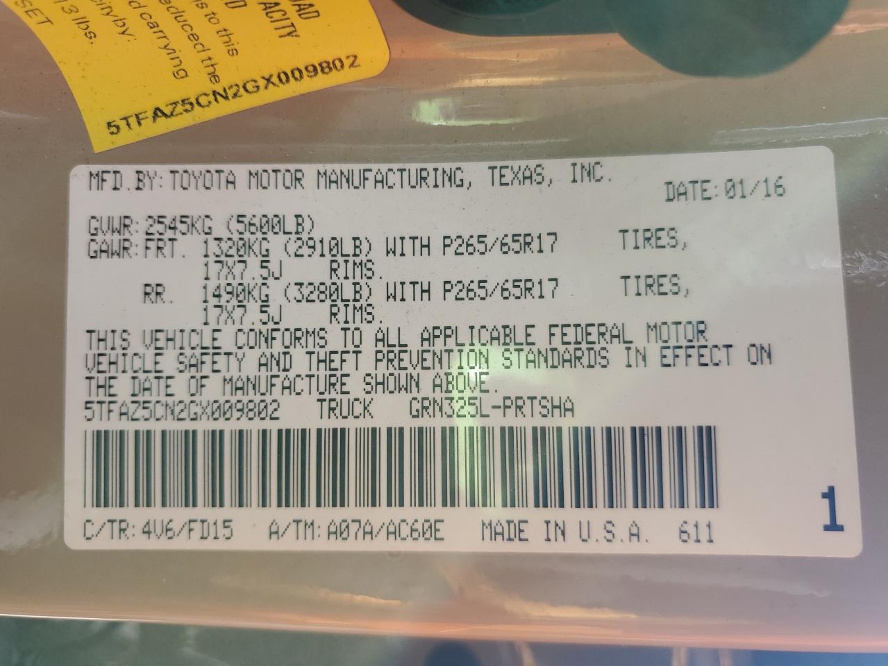 2016 Toyota Tacoma Double Cab VIN: 5TFAZ5CN2GX009802 Lot: 92104105