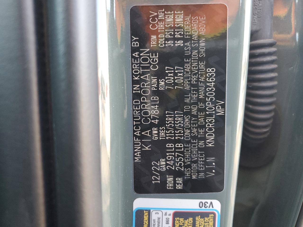 2023 Kia Niro Wind VIN: KNDCR3L10P5034638 Lot: 91721355