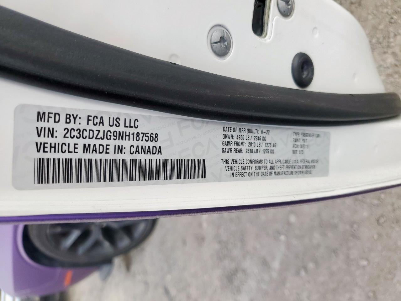 2022 Dodge Challenger Gt VIN: 2C3CDZJG9NH187568 Lot: 92483045