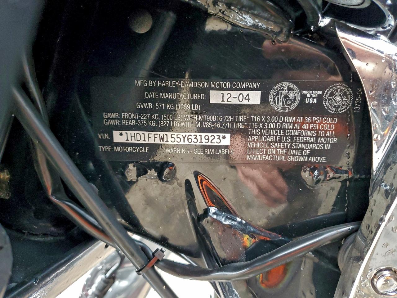 2005 Harley-Davidson Flhtci VIN: 1HD1FFW155Y631923 Lot: 82764055