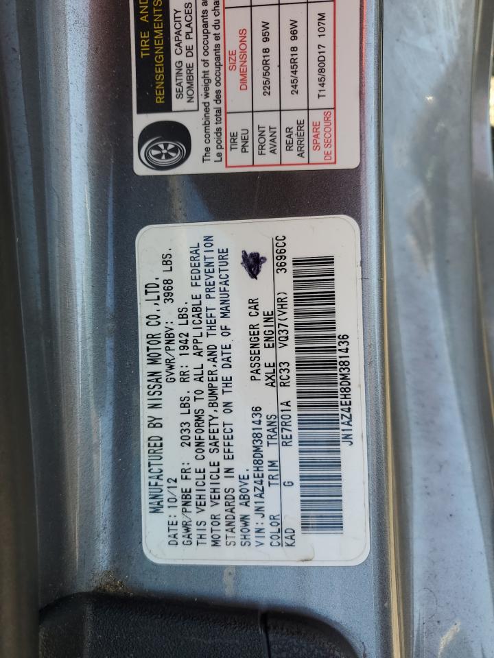 2013 Nissan 370Z Base VIN: JN1AZ4EH8DM381436 Lot: 91323625