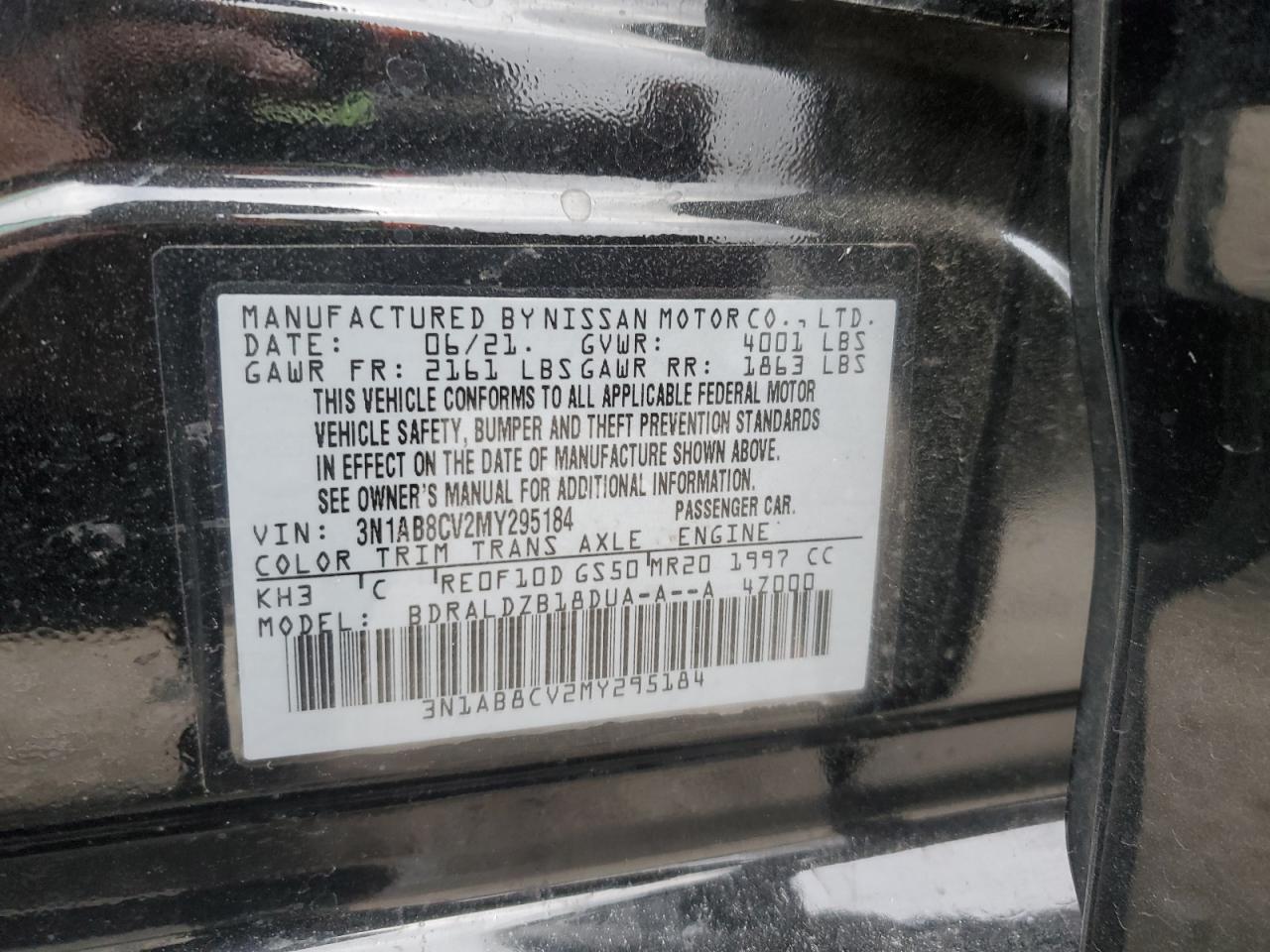 2021 Nissan Sentra Sv VIN: 3N1AB8CV2MY295184 Lot: 91894095