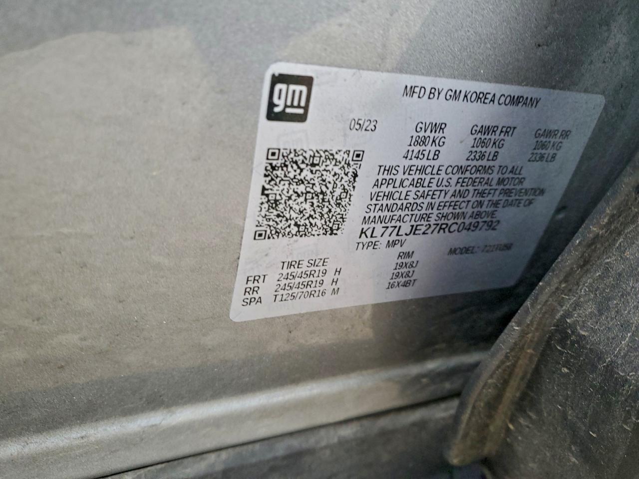 2024 Chevrolet Trax 2Rs VIN: KL77LJE27RC049792 Lot: 94222635