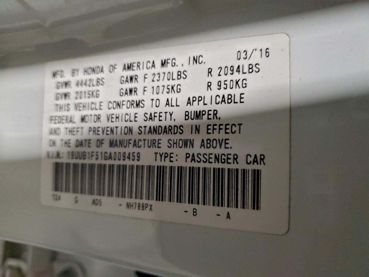 2016 Acura Tlx Tech VIN: 19UUB1F51GA009459 Lot: 94158055