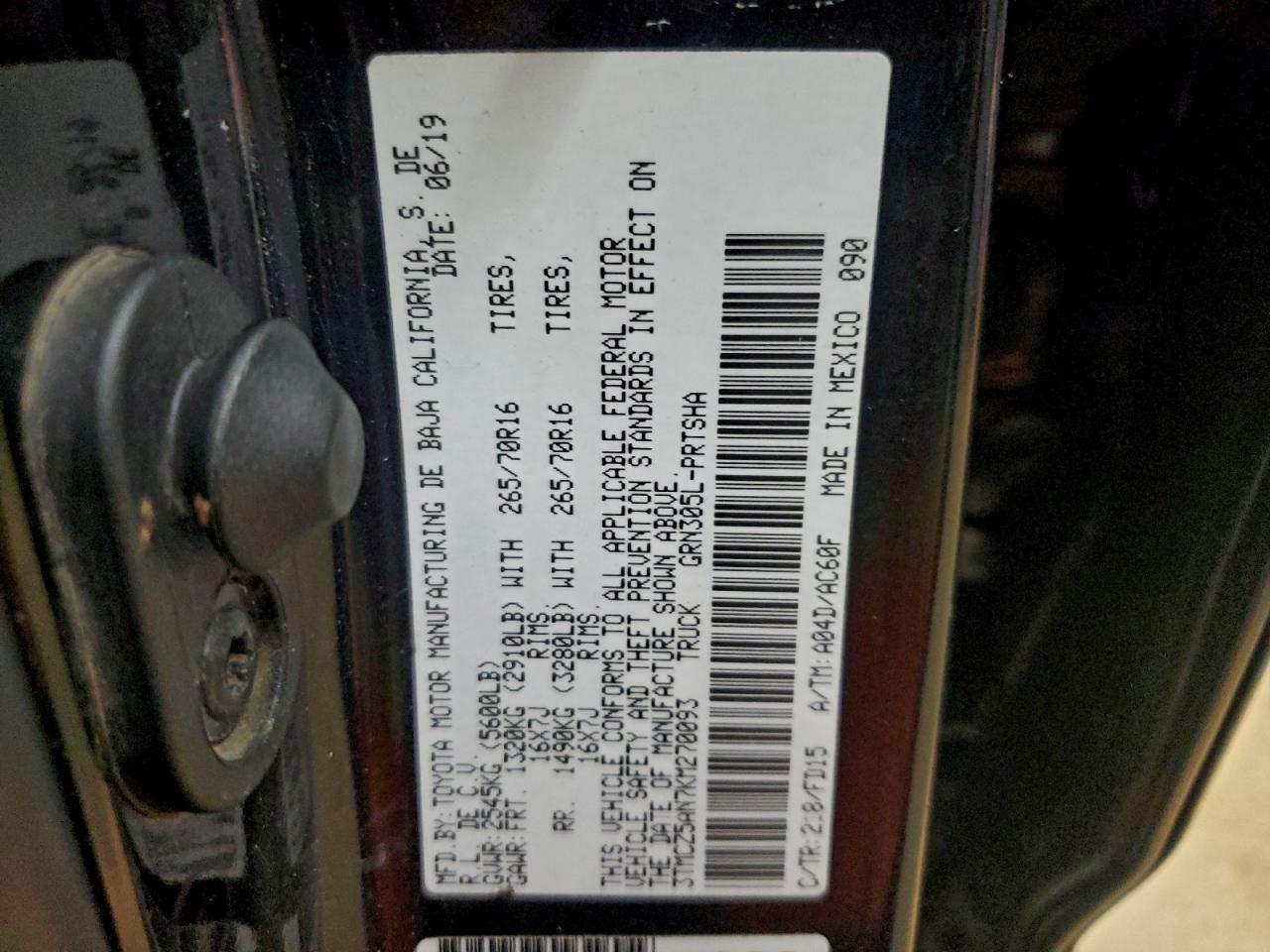 2019 Toyota Tacoma Double Cab VIN: 3TMCZ5AN7KM270093 Lot: 94099655