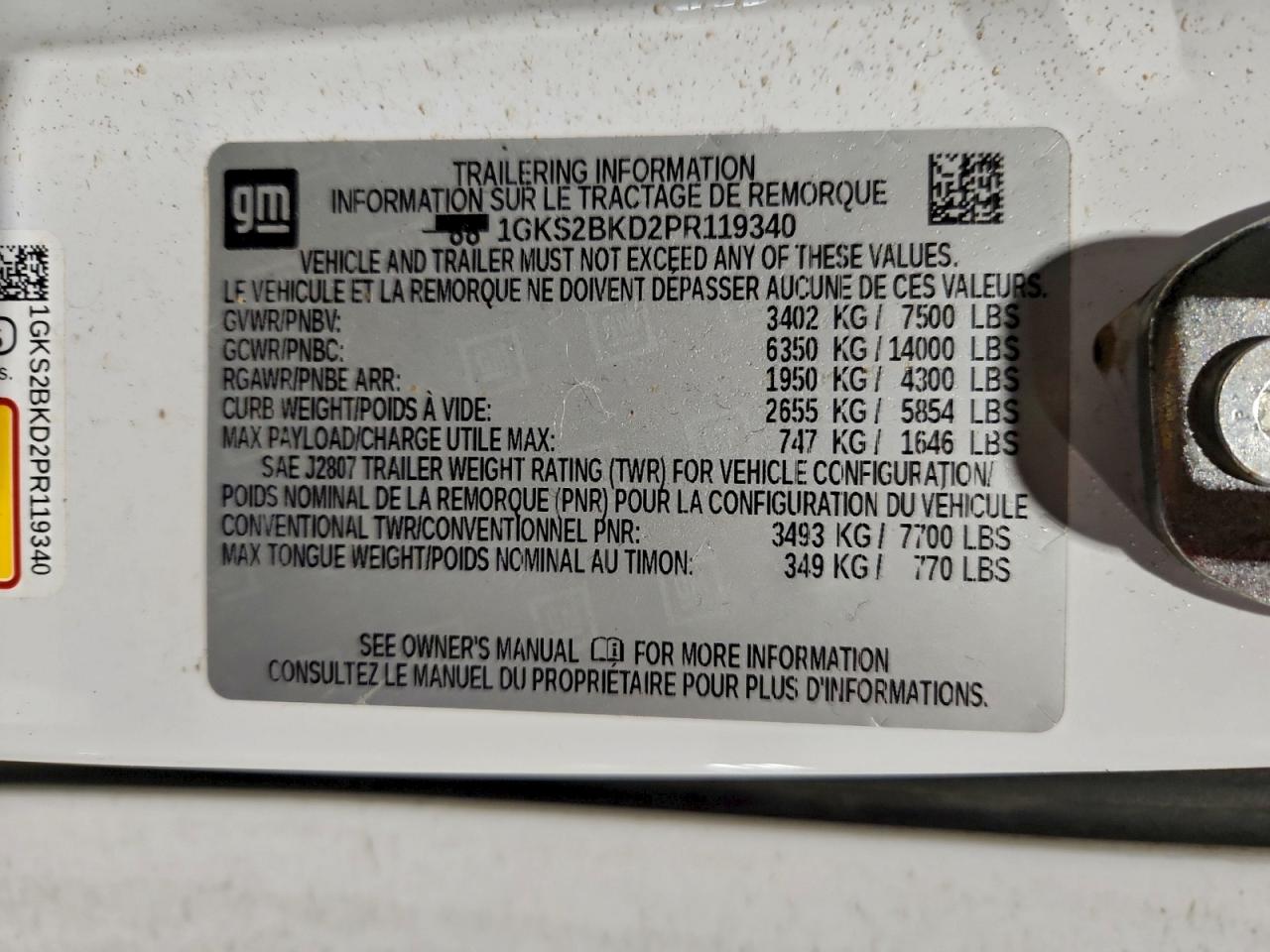 2023 GMC Yukon Slt VIN: 1GKS2BKD2PR119340 Lot: 93110565