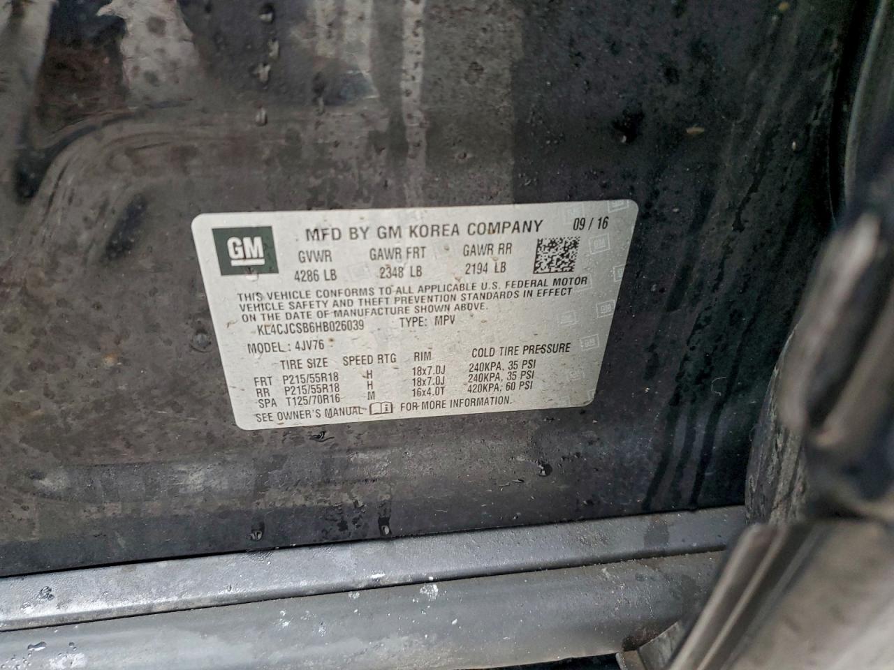 2017 Buick Encore Essence VIN: KL4CJCSB6HB026039 Lot: 94118115