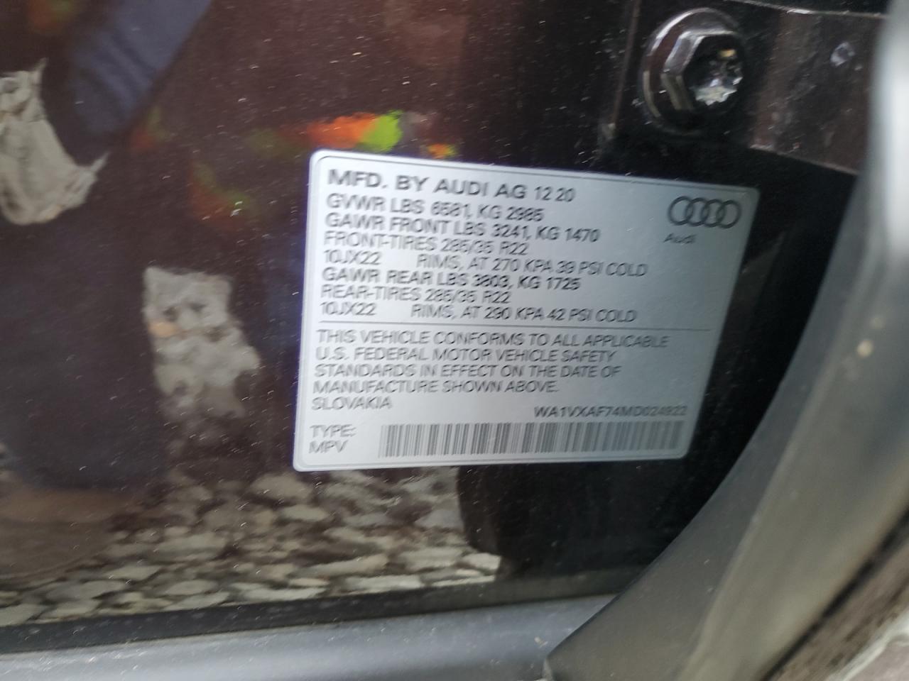 2021 Audi Q7 Prestige VIN: WA1VXAF74MD024922 Lot: 92477485