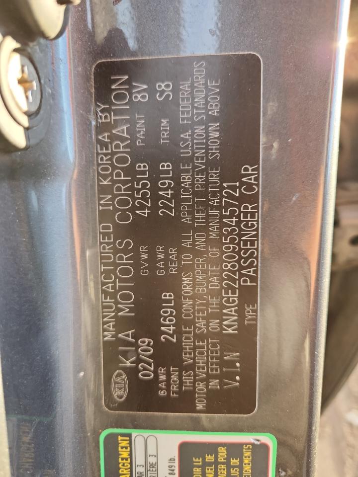 2009 Kia Optima Lx VIN: KNAGE228095345721 Lot: 92090725