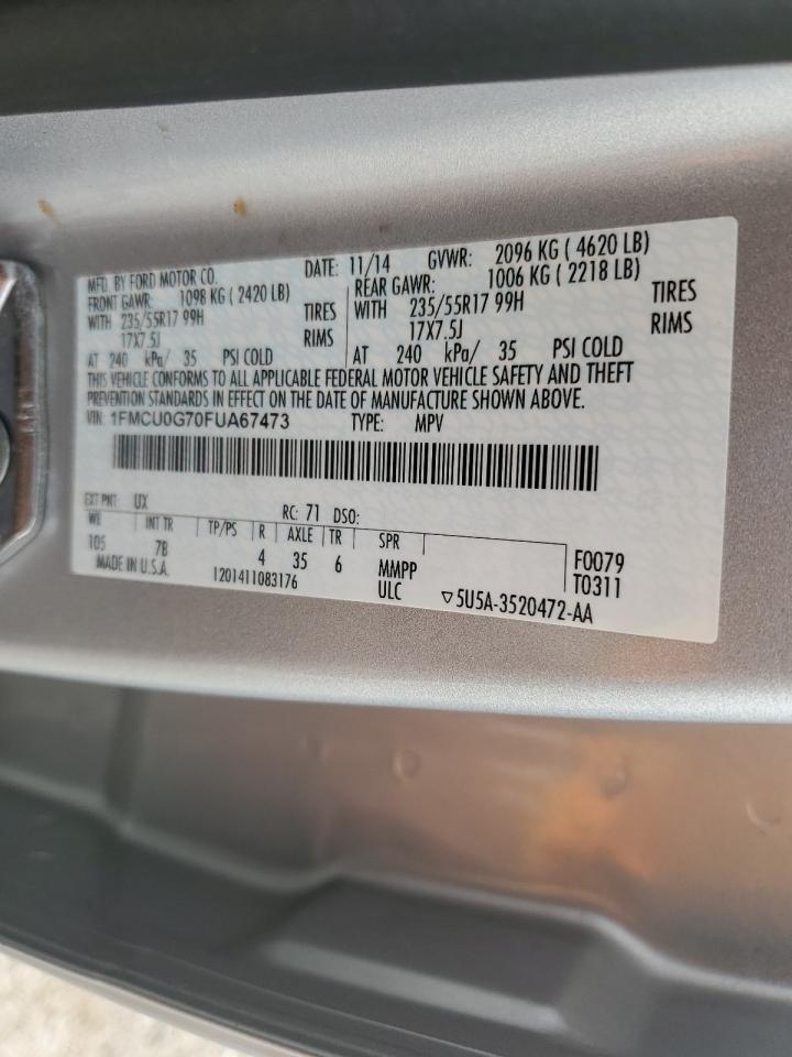 2015 Ford Escape Se VIN: 1FMCU0G70FUA67473 Lot: 92699835