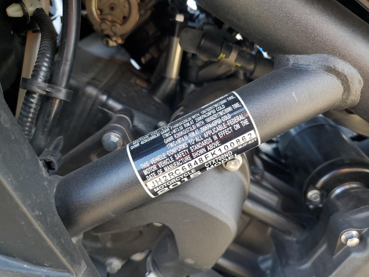 2015 Honda Ctx700 Nd VIN: JH2RC6848FK100862 Lot: 92300935