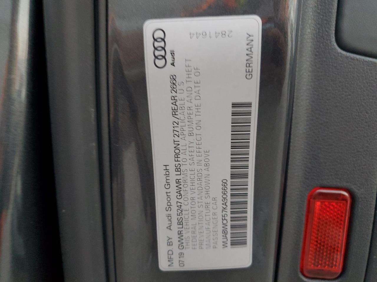 2019 Audi Rs5 VIN: WUABWCF57KA906660 Lot: 91835045