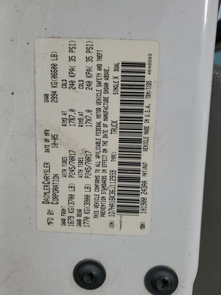 2006 Dodge Ram 1500 St VIN: 1D7HA16K36J112959 Lot: 91681865