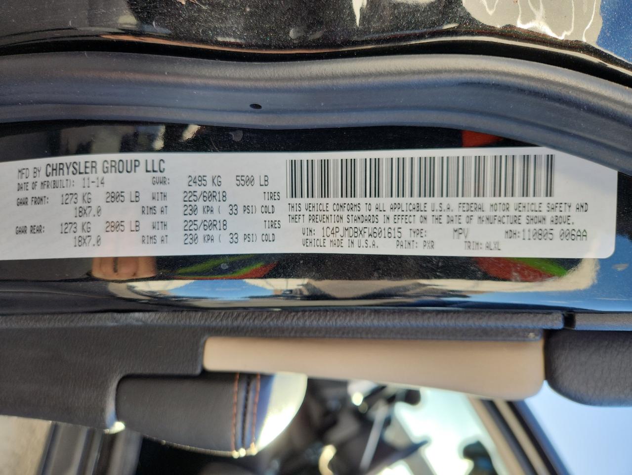 2015 Jeep Cherokee Limited VIN: 1C4PJMDBXFW601615 Lot: 92479475