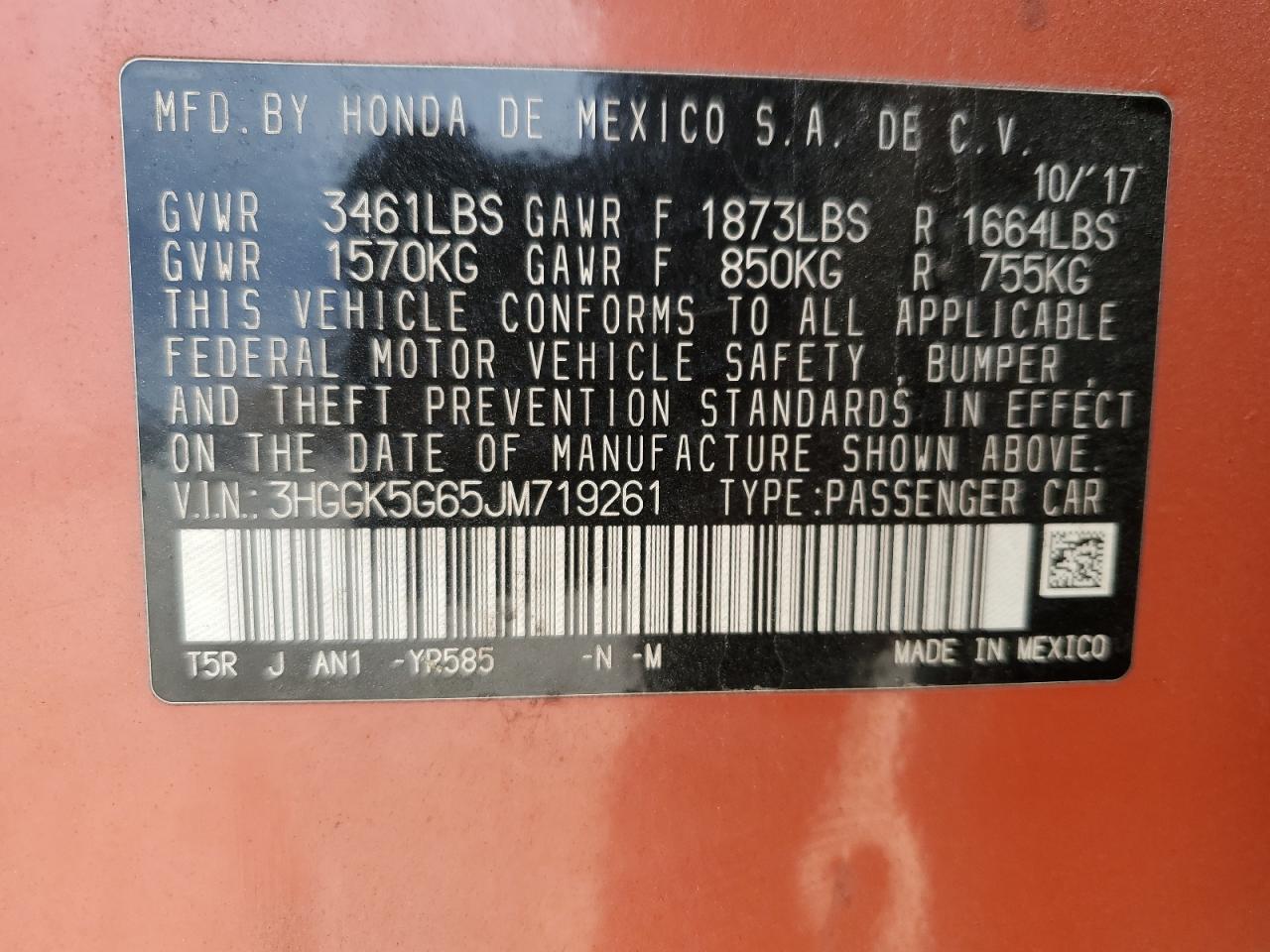 2018 Honda Fit Sport VIN: 3HGGK5G65JM719261 Lot: 91939985