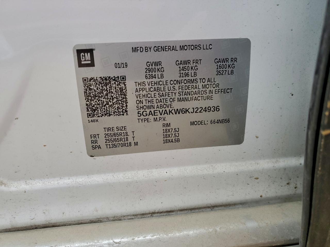 2019 Buick Enclave Essence VIN: 5GAEVAKW6KJ224936 Lot: 94233805