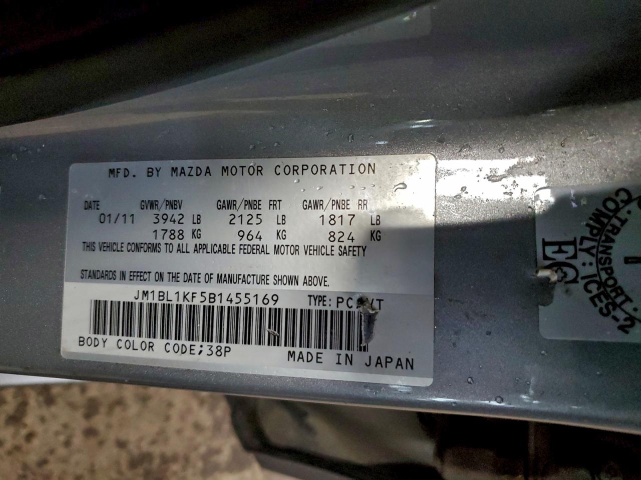 2011 Mazda 3 I VIN: JM1BL1KF5B1455169 Lot: 93998315