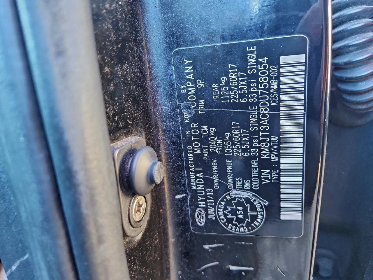 2013 Hyundai Tucson Gl VIN: KM8JT3AC8DU758054 Lot: 93026285