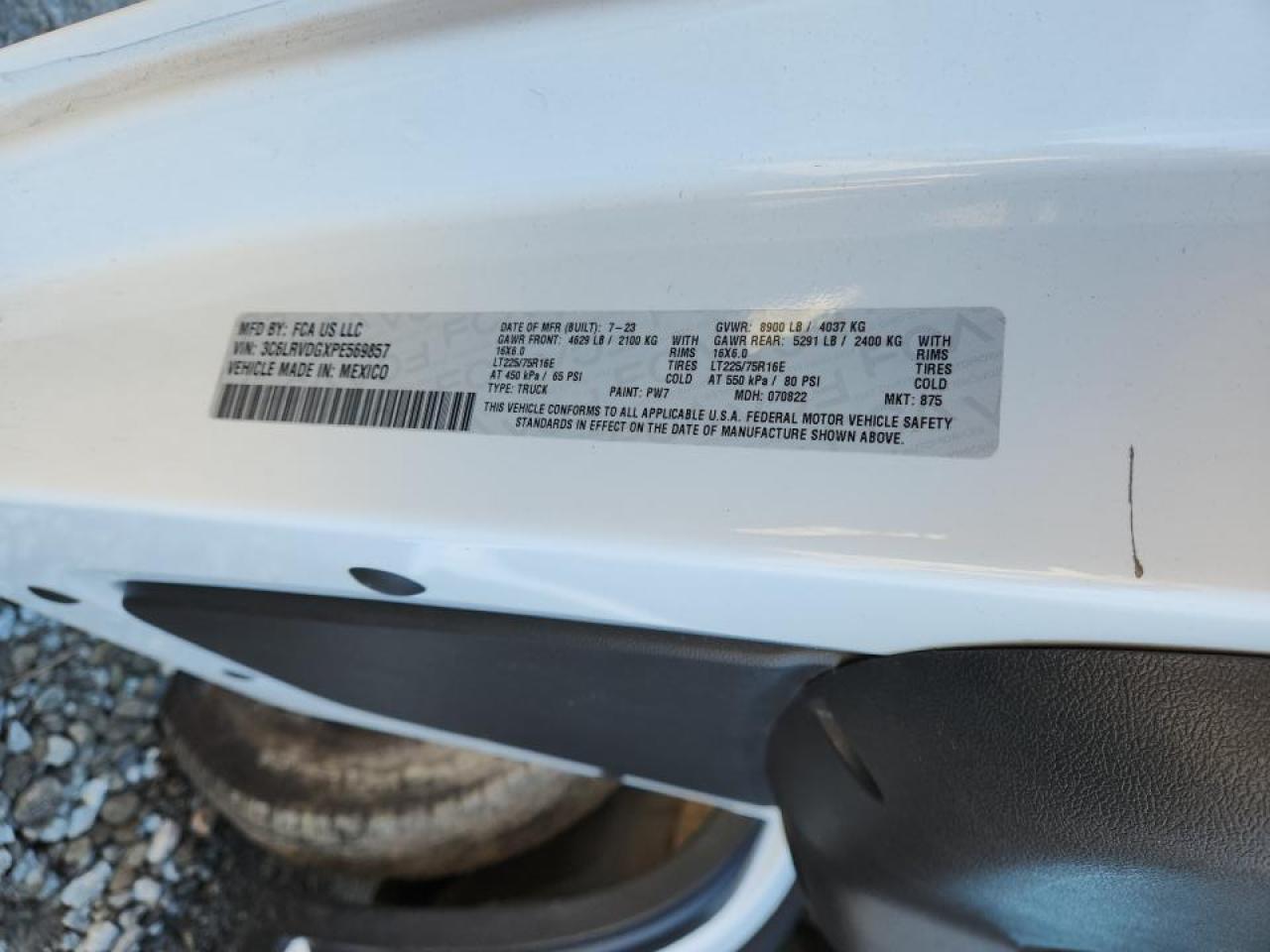 2023 Ram Promaster Cargo Van VIN: 3C6LRVDGXPE569857 Lot: 90544305