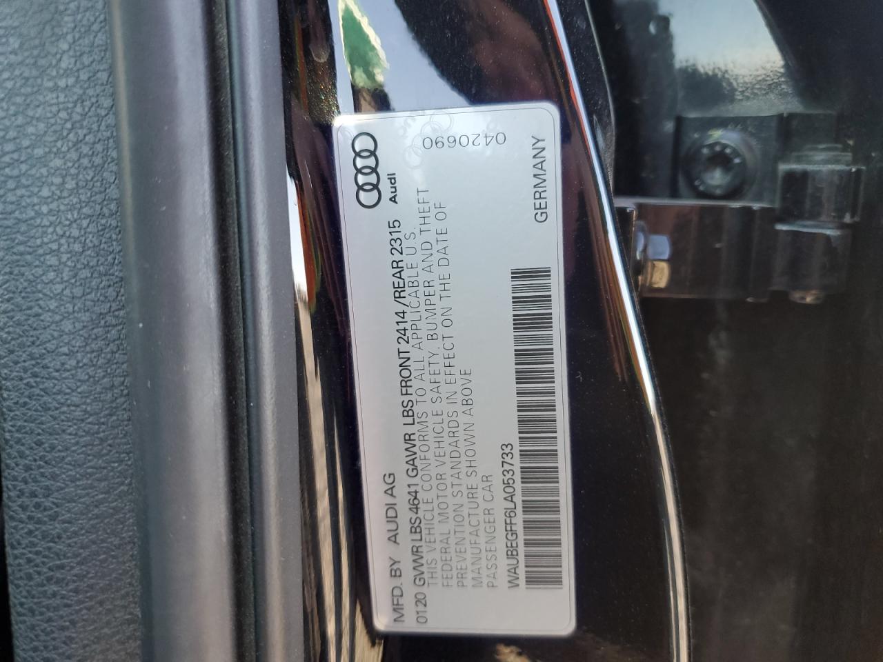 2020 Audi A3 S-Line Premium VIN: WAUBEGFF6LA053733 Lot: 92422345