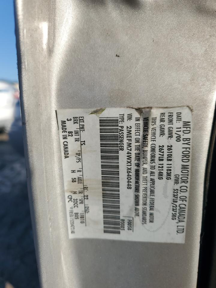 2001 Mercury Grand Marquis Gs VIN: 2MEFM74WX1X640448 Lot: 91346185