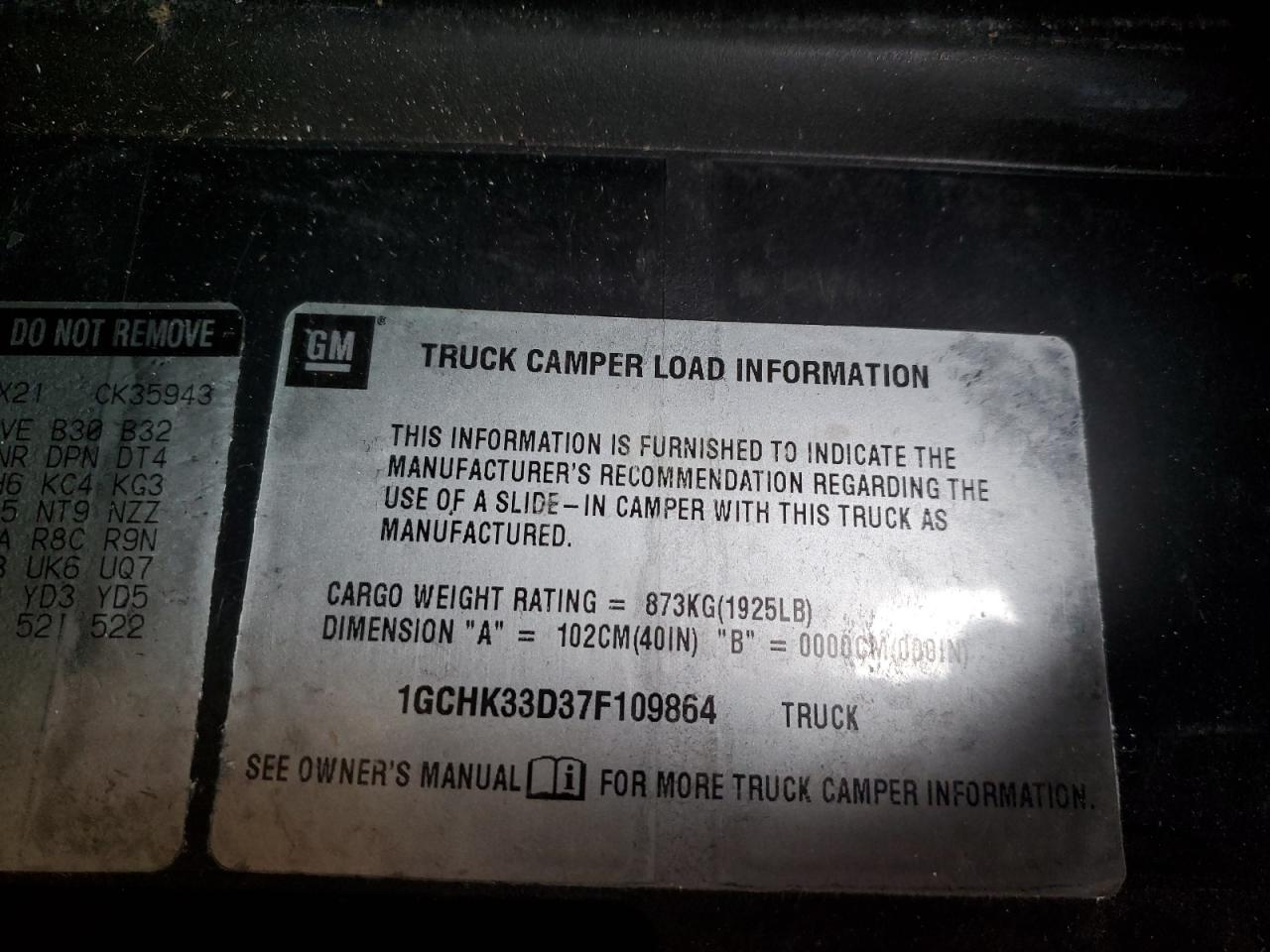 2007 Chevrolet Silverado K3500 VIN: 1GCHK33D37F109864 Lot: 93095795