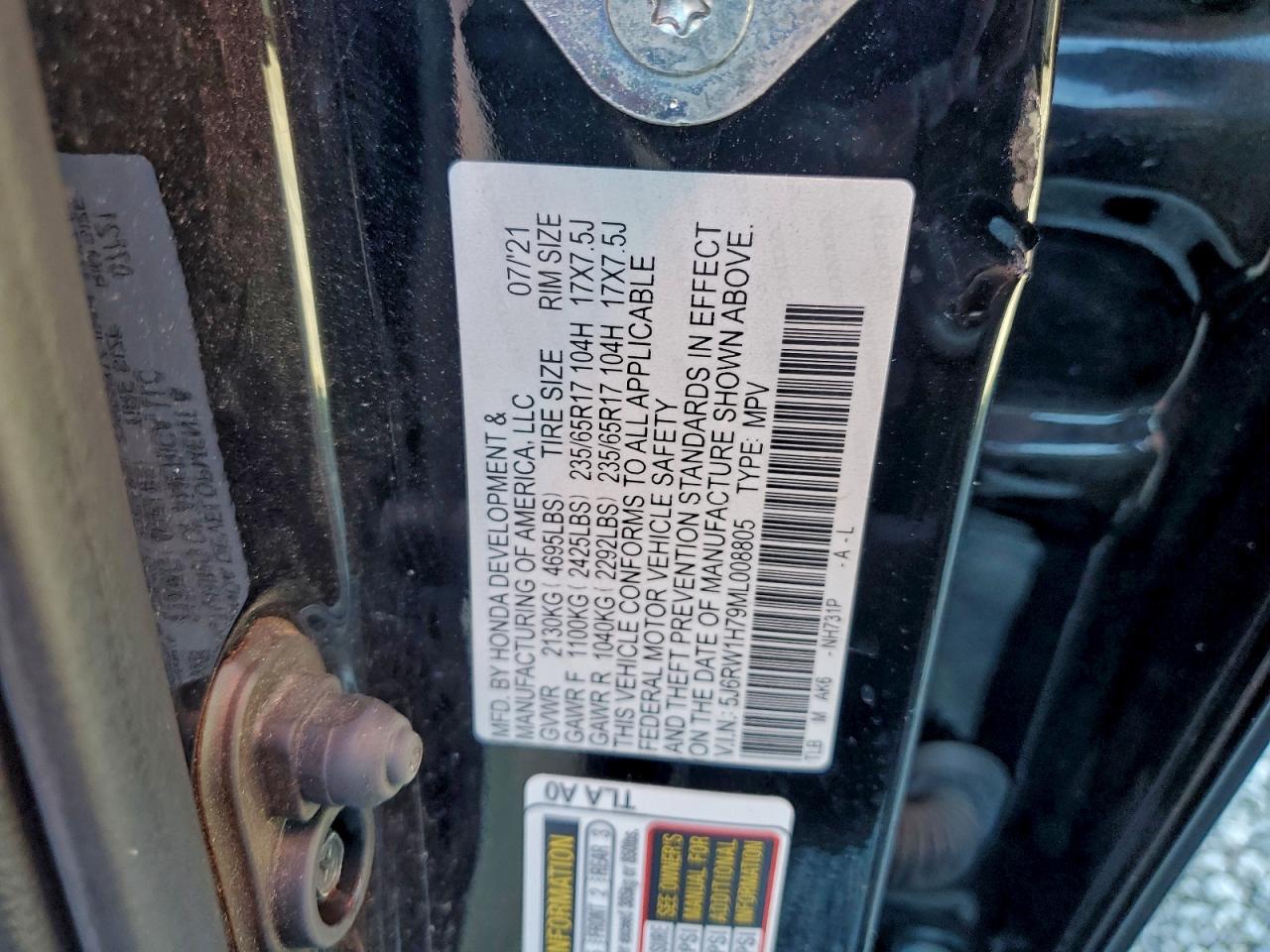 2021 Honda Cr-V Se VIN: 5J6RW1H79ML008805 Lot: 93642785