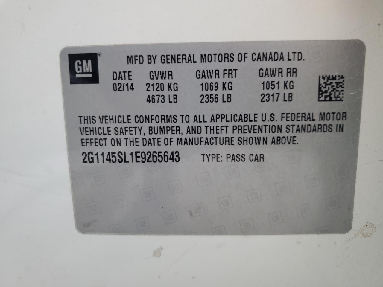 2014 Chevrolet Impala Ltz VIN: 2G1145SL1E9265643 Lot: 93129475