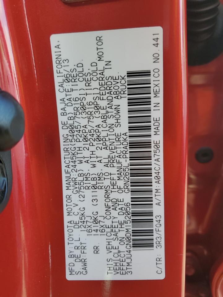 2013 Toyota Tacoma Double Cab Prerunner VIN: 3TMJU4GN0DM152056 Lot: 92695345