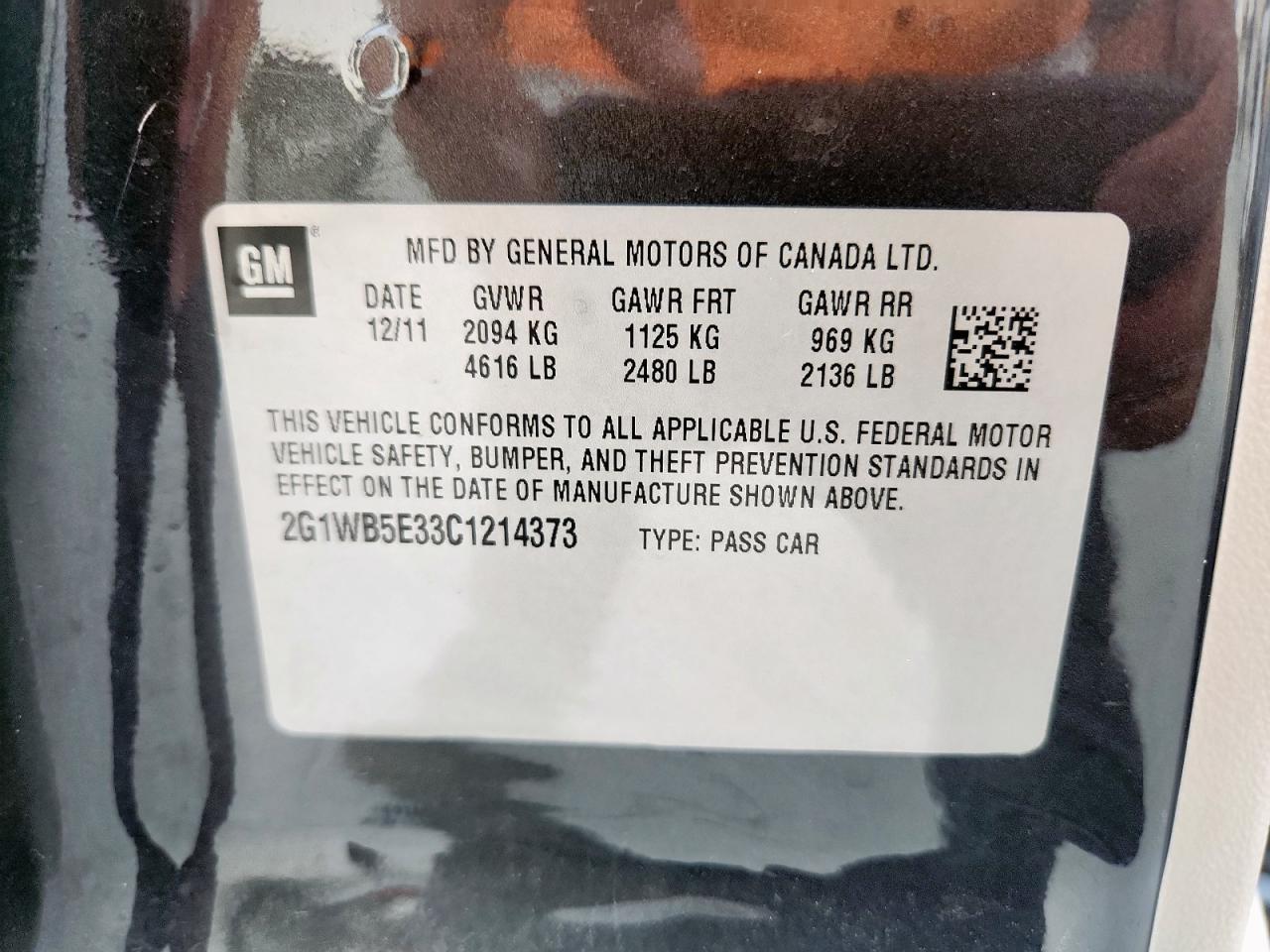 2012 Chevrolet Impala Lt VIN: 2G1WB5E33C1214373 Lot: 93272095