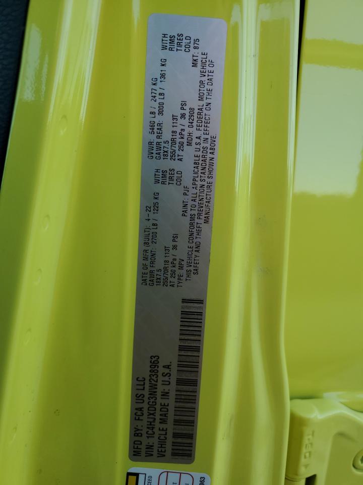 2022 Jeep Wrangler Unlimited Sport VIN: 1C4HJXDG3NW238963 Lot: 91727315