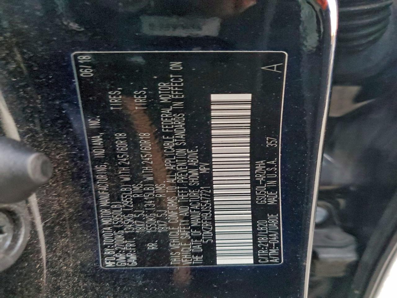 2018 Toyota Highlander Se VIN: 5TDKZRFH9JS547721 Lot: 93993985